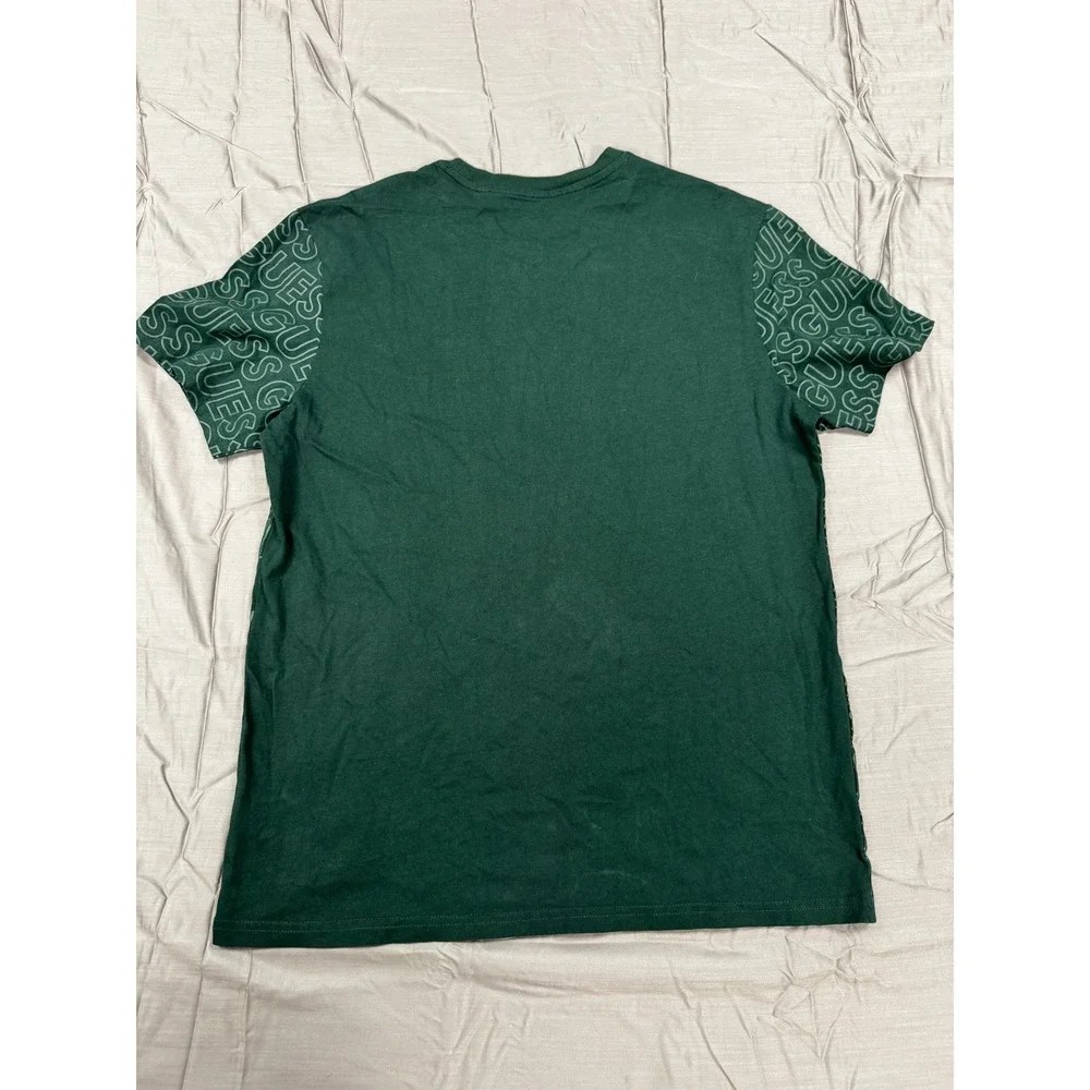 Guess Los Angeles Mens Logo Print T-Shirt Green White Short Sleeve Size L - Picture 2 of 7